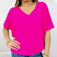 thumbnail image 2 of Yigetop Womens Shirts, Weekeen Top Take A Chance Top Bat Wing Tops for Women Knit Tops for Women Summer V Neck T Shirts for Summer Shirts for Women Hot Pink 4XL, 2 of 4