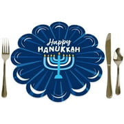 Big Dot of Happiness Hanukkah Menorah - Chanukah Holiday Party Round Table Decorations - Paper Chargers - Place Setting For 12