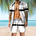 thumbnail image 1 of Vedolay Shorts Tracksuit Men's 2 Pieces Cotton Set Shirt and Shorts Summer Outfits,Black S, 1 of 5