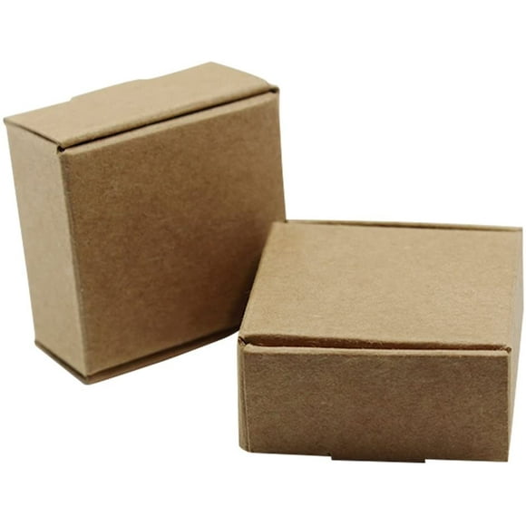 50 Pièces Brun Mini Kraft Papier Cadeau Boîte Bijoux Bague Boucles d'Oreilles Emballage Décoration Boîtes Fournitures (1.57x1.57x0.79inch)