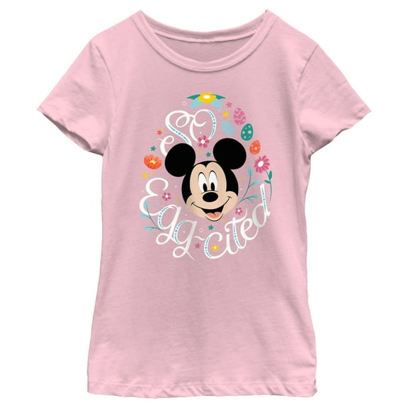 Girl's Mickey & Friends Easter So Egg-Cited  Graphic Tee Light Pink Small