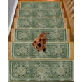 thumbnail image 2 of Retro Green Floral, Stair Treads for Wooden Steps Indoor Runner Rug Carpet, Rustic Tribal Ethnic Bohemian Farmhouse 7 Pieces Peel and Stick Staircase Step Treads Covers Washable Door Mats 30"x8", 2 of 5