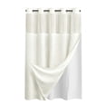 thumbnail image 2 of No Hooks Polyester Textured Shower Curtain with Snap-in Fabric Liner Set, Hotel Luxury Decor Shower Curtains for Bathroom with See Through Top Window, Waterproof & Washable, 71Wx75H,White, 2 of 3