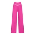 thumbnail image 5 of pstuiky Wide Leg Yoga Pants for Women, Solid Color Casual Long Palazzo Pants High Waisted Pants With Belt Comfy Womens Pants Hot Pink M, 5 of 6
