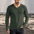 thumbnail image 4 of Rvwovn Men's Long Sleeve V-Neck Shirt Stretch Thumb Cuffs Athletic Base Layer Top Workout Daily Wear, 4 of 6