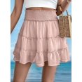 thumbnail image 4 of Womens Summer Flowy High Waist Ruffle Casual Cute Boho Beach Short Skirts Built-in Shorts Pink M, 4 of 5