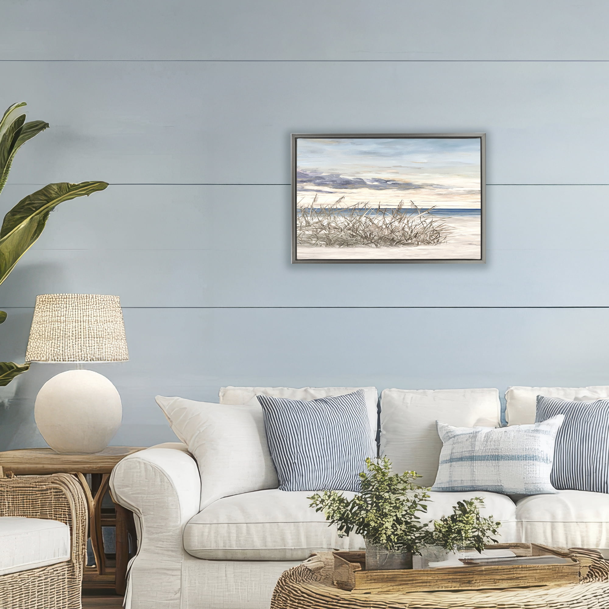 Stupell Industries Windy Beaches Landscape Gray Framed Floater Canvas Wall Art, design by Julie DeRice