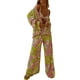 thumbnail image 3 of VISgogo, conjunto de ropa informal de 2 uds para mujer, estampado de flores/patrón abstracto, botones de solapa, camisas de manga larga, Tops con pantalones largos sueltos VISgogo  moda, 3 of 9