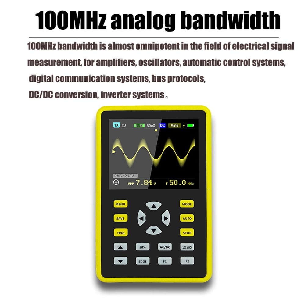 2.4-inch IPS screen digital oscilloscope 100MHz analog bandwidth supports waveform storage and electrical signal measurement