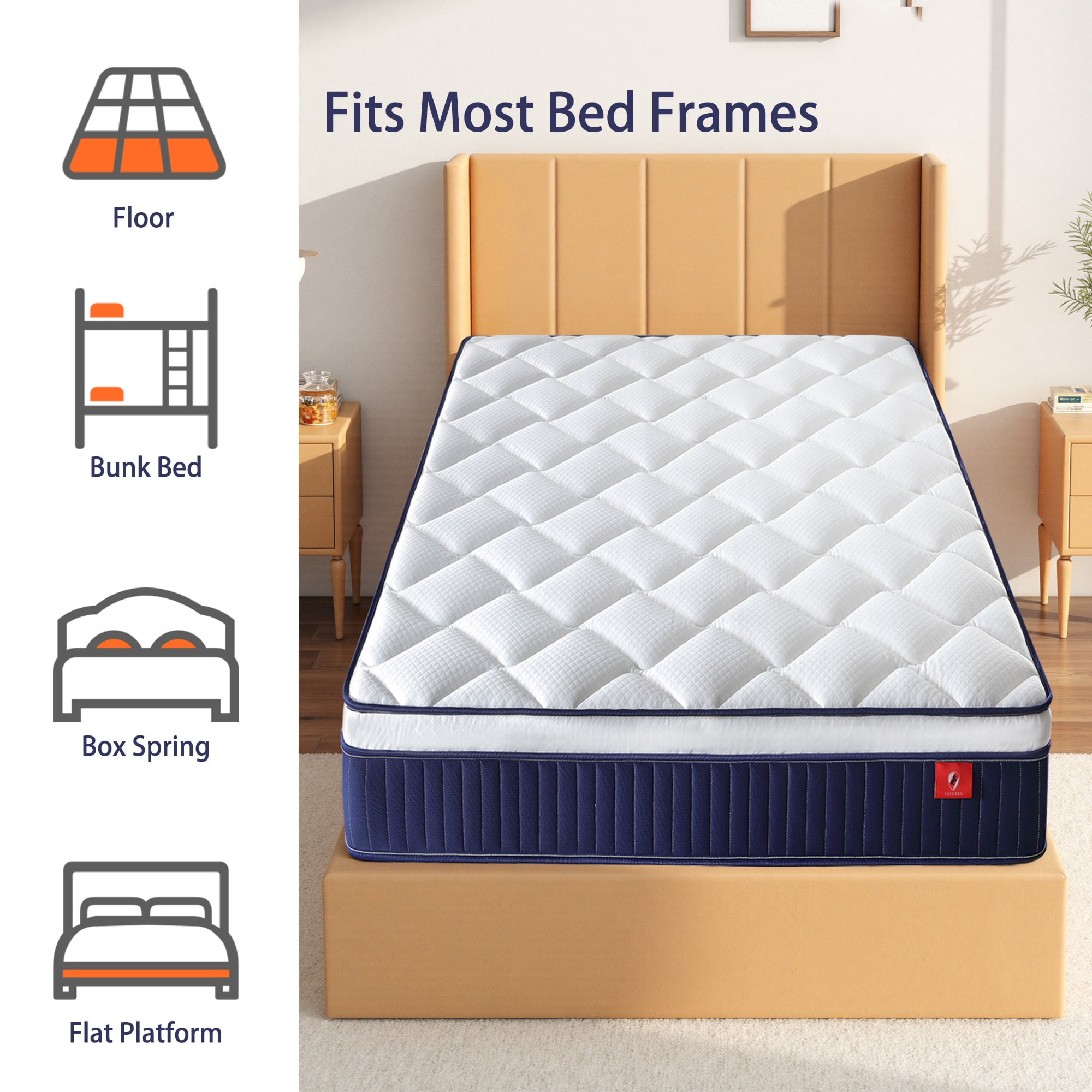 10" Hybrid Mattress in a Box with Gel Memory Foam, Medium Firm,Adult,Twin XL