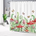 thumbnail image 2 of Red Mushroom Shower Curtain for Bathroom,Green Leaf Botanical with Colorful Butterfly on White Background Fabric Shower Curtain with Hooks,Farmhouse Vintage Bathroom Curtains Shower Set,72x78 inches, 2 of 6