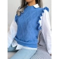 thumbnail image 5 of Women'S Ruffle Cute Sweater Vest Sleeveless Round Neck Summer Knit Pullover Tank Tops Blue M, 5 of 8