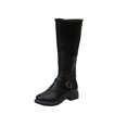 thumbnail image 2 of Willtoo Women's Knee High Boots Low Heel Wide Calf Tall Riding Boots Side Zipper Adjustable Buckle Strap Knight Boot Motorcycle Shoes, 2 of 4