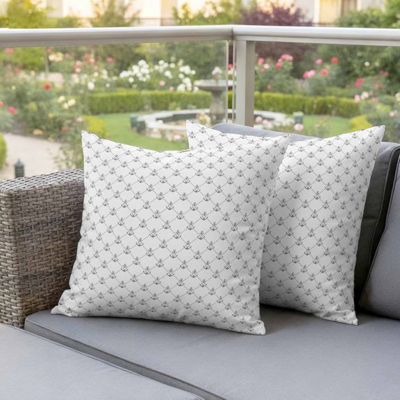 Outdoor Pillow Covers,Minimalist Gray Anchors Seamless Decorative Throw Pillow Cover Waterproof Pillowcase Set of 2,Linen Cushion Case for Sofa Couch Bed 16x16 Inch,Summer Nautical