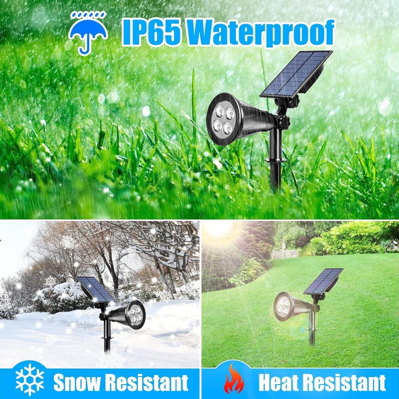 2-Piece Set Solar Outdoor Flood Lights Adjustable Angle White Light LED Landscape Lights IP65 Waterproof Wall Lights Auto-Sensing Illumination Ideal for Courtyards, Gardens, Driveways, and Pool Areas
