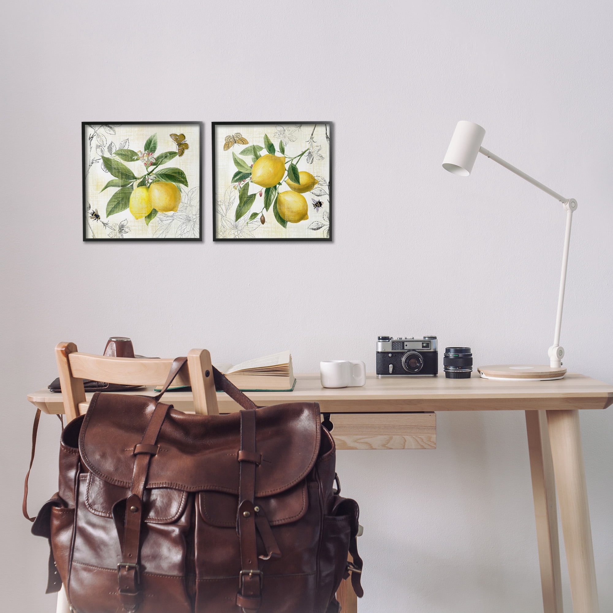 Stupell Industries Distressed Country Lemons Food & Beverage Painting Black Framed Art Print Wall Art, 12 x 12, Set of 2