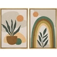 thumbnail image 1 of IDEA4WALL Framed Canvas Print Wall Art Set Mid-Century Modern Garden Plant Rainbow Nature Illustrations Modern Art Rustic Decorative for Living Room, Bedroom, Office - 24"x36"x2 Natural, 1 of 5