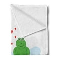 thumbnail image 2 of Love Soft Flannel Fleece Throw Blanket, Frogs in Romance on Lake Leaves Cartoon Pattern on Plain Backdrop Print, Cozy Plush for Indoor and Outdoor Use, 50" x 60", White Baby Blue, by Ambesonne, 2 of 5