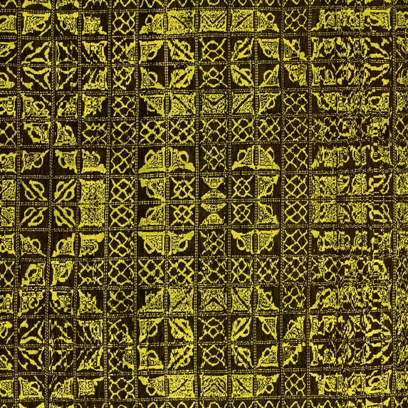 Ahgly Company Machine Washable Indoor Square Abstract Yellow Modern Area Rugs, 3' Square