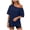 Blue, variant on Womens Off the Shoulder Tops Oversized T-Shirts Short Sleeve Tees Summer 2026 Casual Spring Clothes (Gold, M)