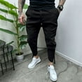 thumbnail image 2 of Men's Casual Pants Men's Solid Casual Pants Skinny Work Outdoor Trendy Long Fitness Black M, 2 of 6