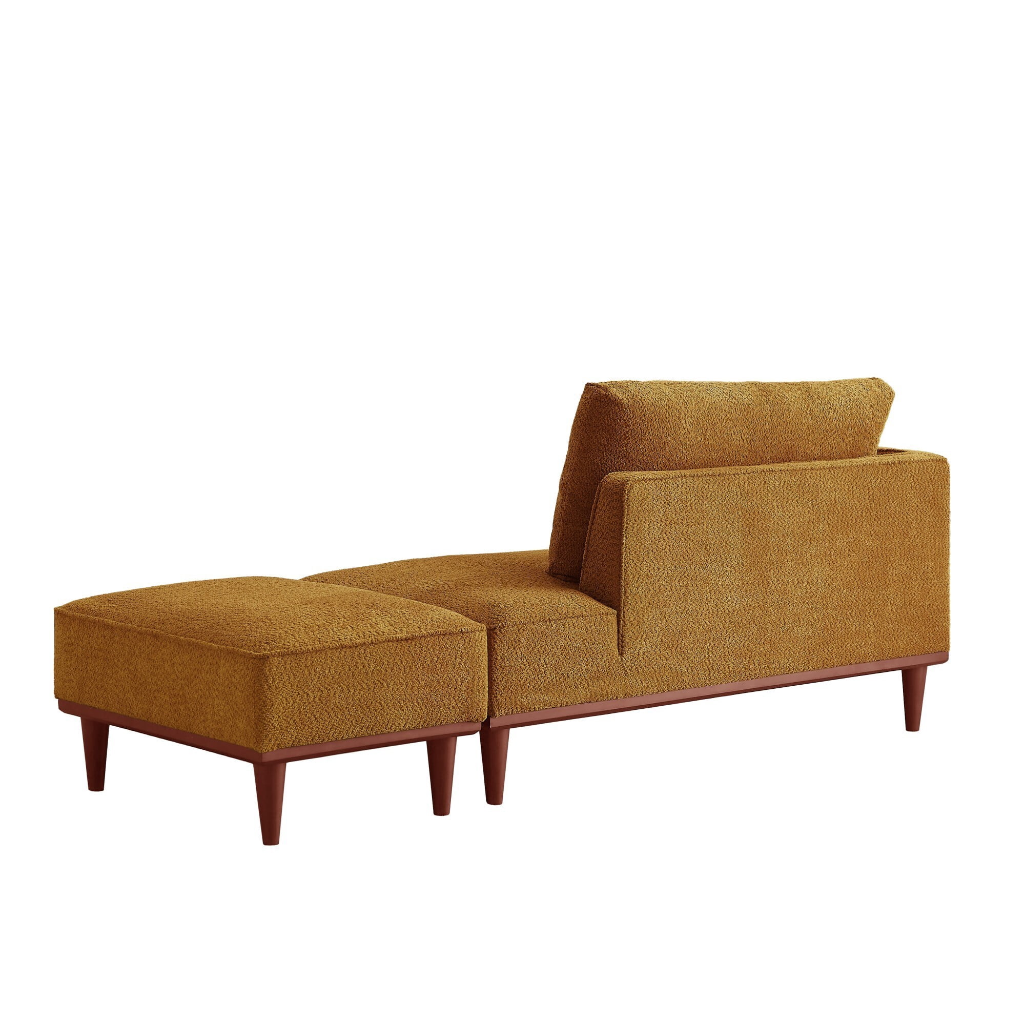 DEALTOPS Convertible Boucle Upholstered Chaise Lounge Chair with Ottoman for Living Room Bedroom, Ginger