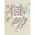 thumbnail image 2 of Suealasg Baby Boys Girls Western Tracksuit Outfits Clothes 6M 1T 2T 3T Kids Long Sleeve Cow Flower Cactus Print Sweatshirt and Sweatpants 2 Piece Casual Autumn Clothing for Toddler Children Boys, 2 of 9