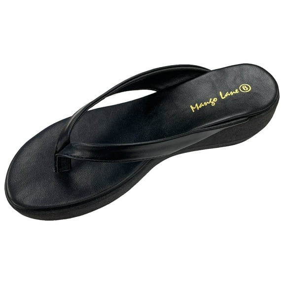 MANGO LANE WOMENS PLATFORM THONG SANDAL C8602 BLACK SIZE 5