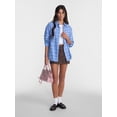 thumbnail image 2 of No Boundaries Plaid Flannel Shirt with Long Sleeves, Women's XXS-XXL, 2 of 5