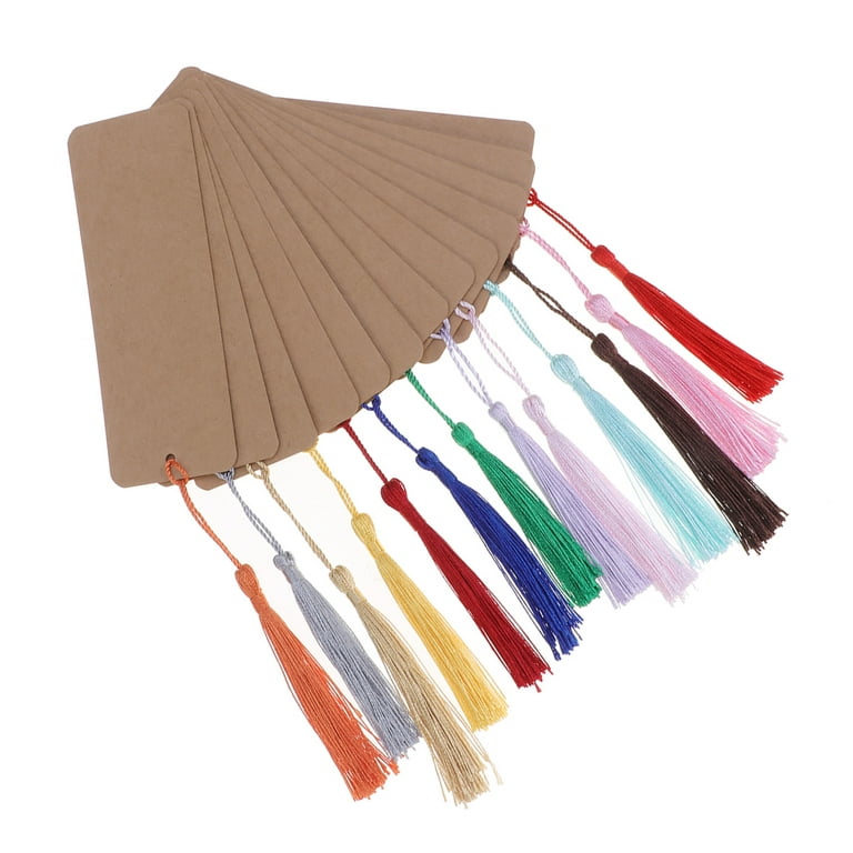 24pcs Paper Blank Bookmarks with Tassel Cardstock for DIY Projects Gifts  Tags School Supply Party Favor (White) 