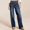 thumbnail image 2 of Ladies' Retro High Waist Straight-Leg Jeans - Classic Denim Pants, Dark Blue Size L, 2 of 6