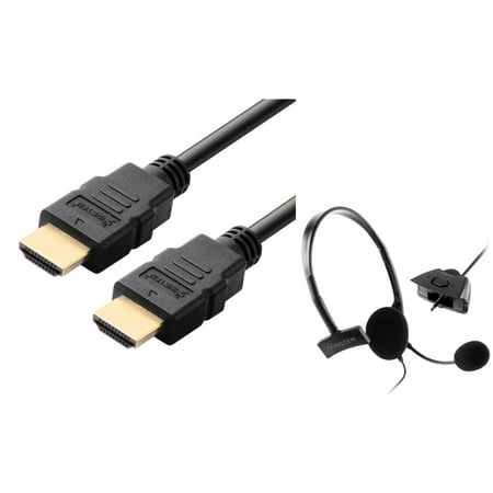 Insten 6 Ft 1.8m 1080P HDMI Cable+Black Headset Earphone For XBOX360 XBOX 360 Live Game