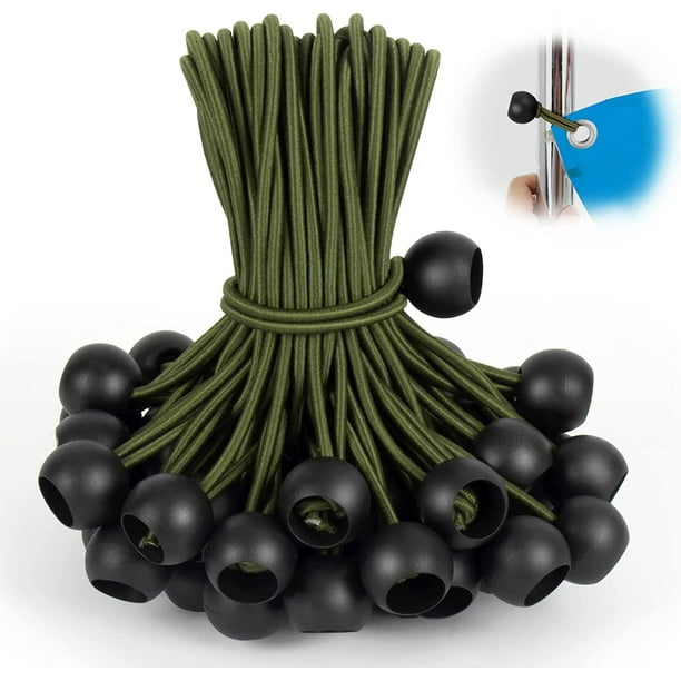 Ball Bungee Cords 6 Inch,50 PCS Tarp Ball Bungee Ties Heavy Duty Canopy Tie Downs for Camping