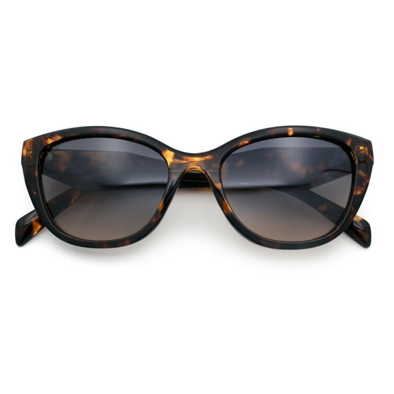 Womens Oversized Cat Eye Retro Fashion Geometric Bevel Arm Sunglasses Tortoise - Smoke