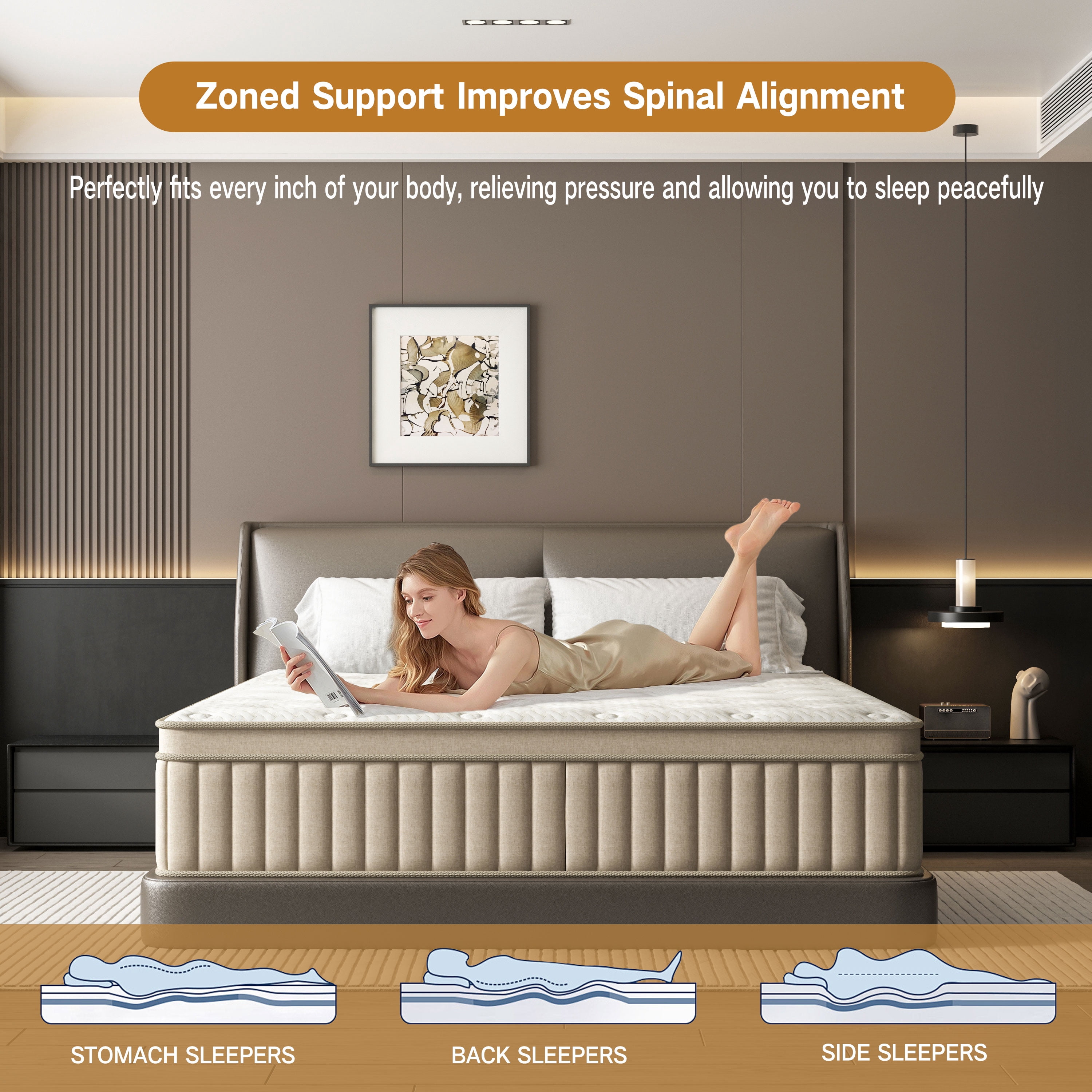 GUUKIN King Mattress, 12 Inch Hybrid Gel Memory Foam Mattress with Individually Wrapped Pocket Coils, Medium Firm Support, Pressure Relief, Mattress in a Box