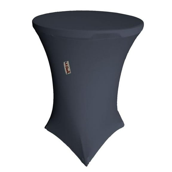 LA Linen TCSpandex32Rx42H-NavyX72 Round Spandex Cover for Cocktail Highboy Table, Navy - 32 & 42 in.