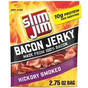 Slim Jim Smoked Bacon Jerky, Hickory Flavor, 10g Protein Per Serving, 2.75 oz.