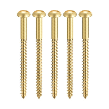 

Uxcell M4 x 60mm Wood Screws Slotted Round Head Brass Self-Tapping Screw 100 Pack