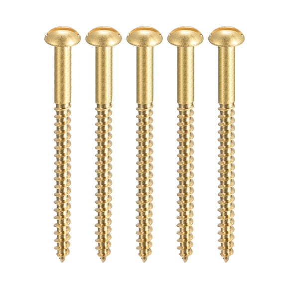 Unique Bargains M4 x 60mm Wood Screws Slotted Round Head Brass Self-Tapping Screw 20 Pack