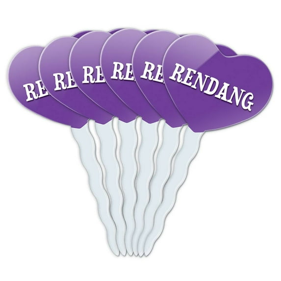 Rendang Heart Love Cupcake Picks Toppers - Set of 6