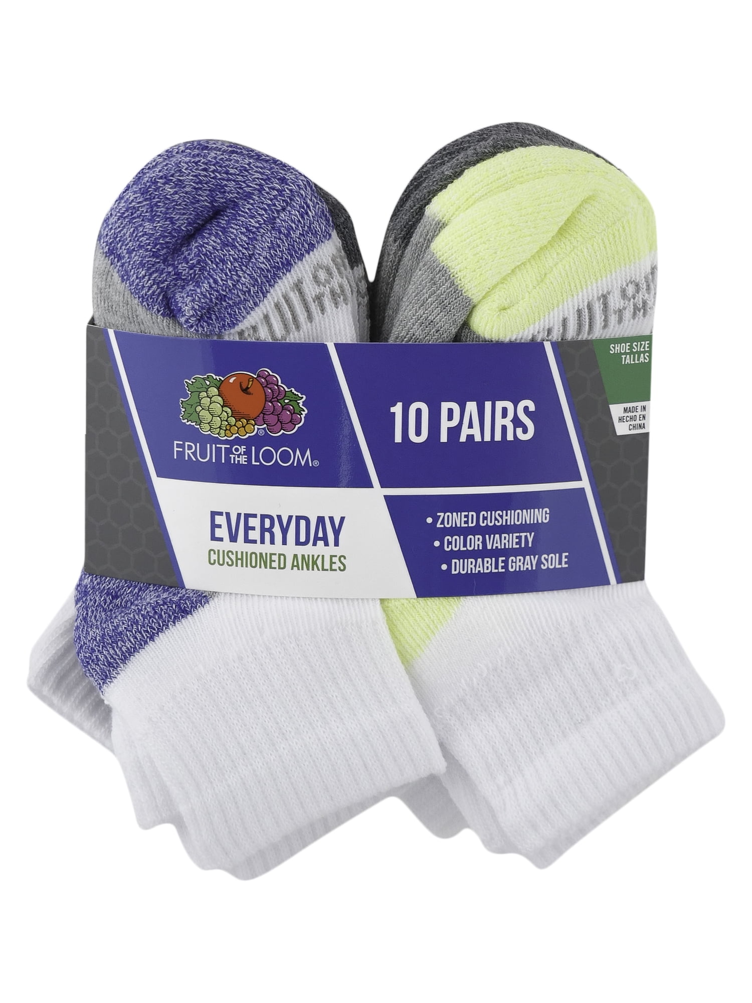 Fruit of the Loom Boys Socks, 10 Pack Ankle Everyday (Little Boys & Big Boys)