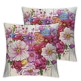 thumbnail image 2 of CMMY  Spring Floral Throw Pillow Covers Pink Flowers Mothers Day Decorative Pillows for Couch Sofa Bed Home Decor White, 2 of 6