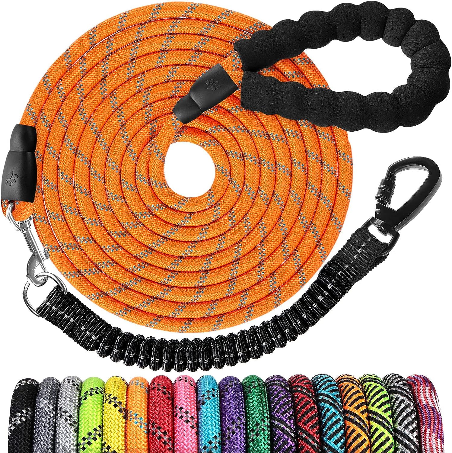 Laisse D'éducation Chien LL Bean – Corde Tressée 30 Pieds – Orange – Grand Chien