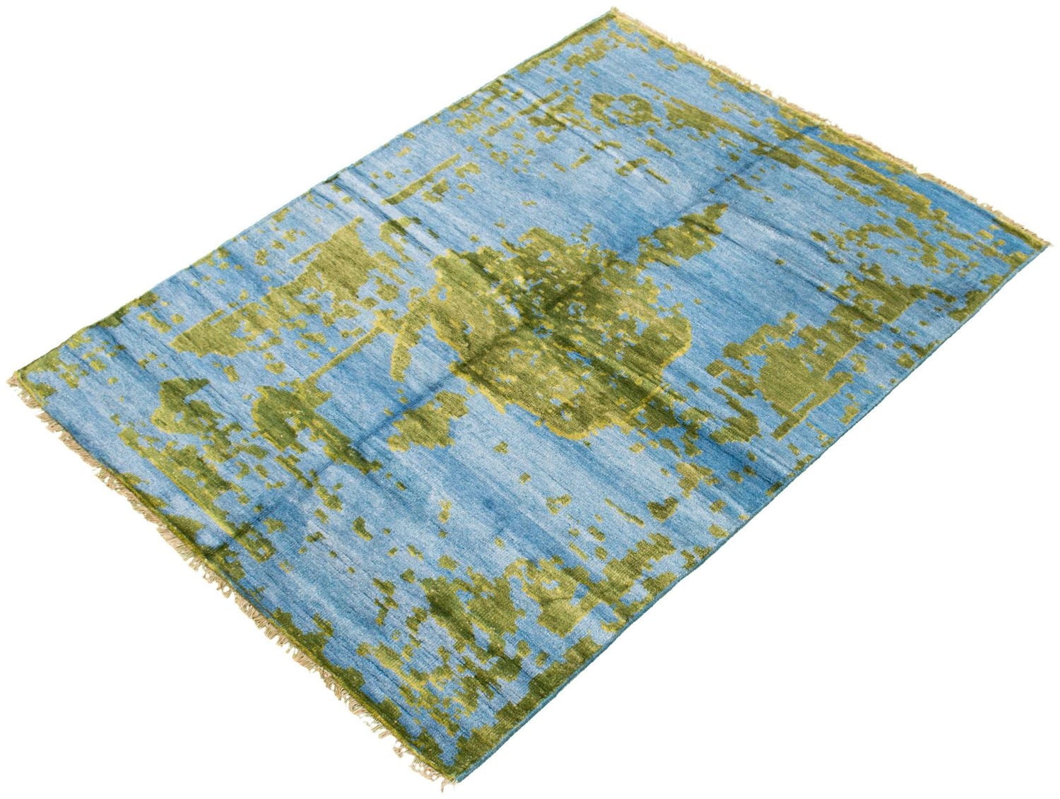 ECARPETGALLERY 5'6" x 7'7" Bordered Jules Oushak Hand-knotted Area Rug for Living Room, Dining Room and Bedroom in Blue