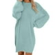thumbnail image 1 of Vestidos de suéter Prolriy para mujer 2024, suéter de invierno de moda para mujer, suéter de punto de cuello alto, cálido, de manga larga, con bolsillo, vestido de suéter para mujer, azul cielo L, 1 of 7