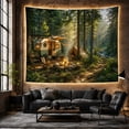 thumbnail image 6 of Forest Camper Scene in Soft Light, Peaceful Illustration for Nature Lovers, Forest Wall Art, Housewarming Gift, Tapestry Wall Hanging for Bedroom, Living Room and Cabin, 6 of 7