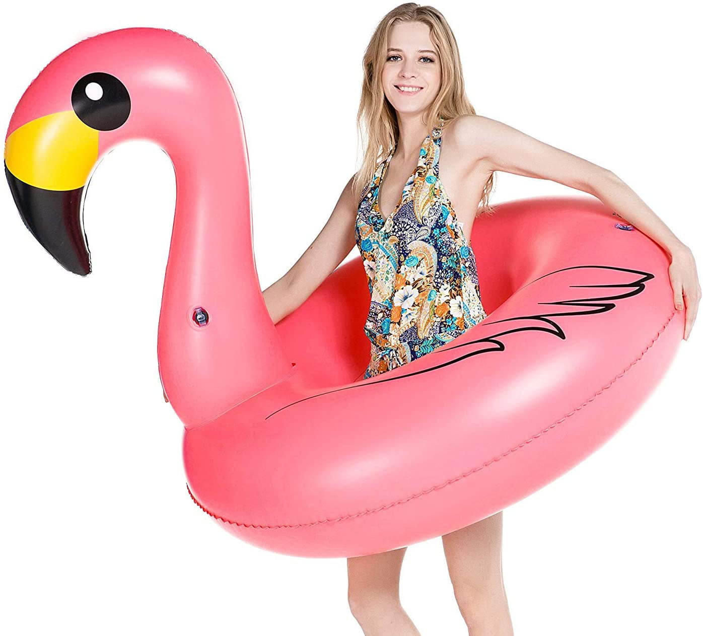 TYMX Giant Inflatable Pink Flamingo Pool Party Inflatable Float Raft PVC Material General Adult Children Summer Perfect Pool Beach Water Recreation Leisure Toys Pink Flamingo 