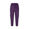 thumbnail image 4 of Capri Pants for Women Plus Size Side Pockets Cargo Pants Elastic Drawstring Casual Cropped Pants, 4 of 5