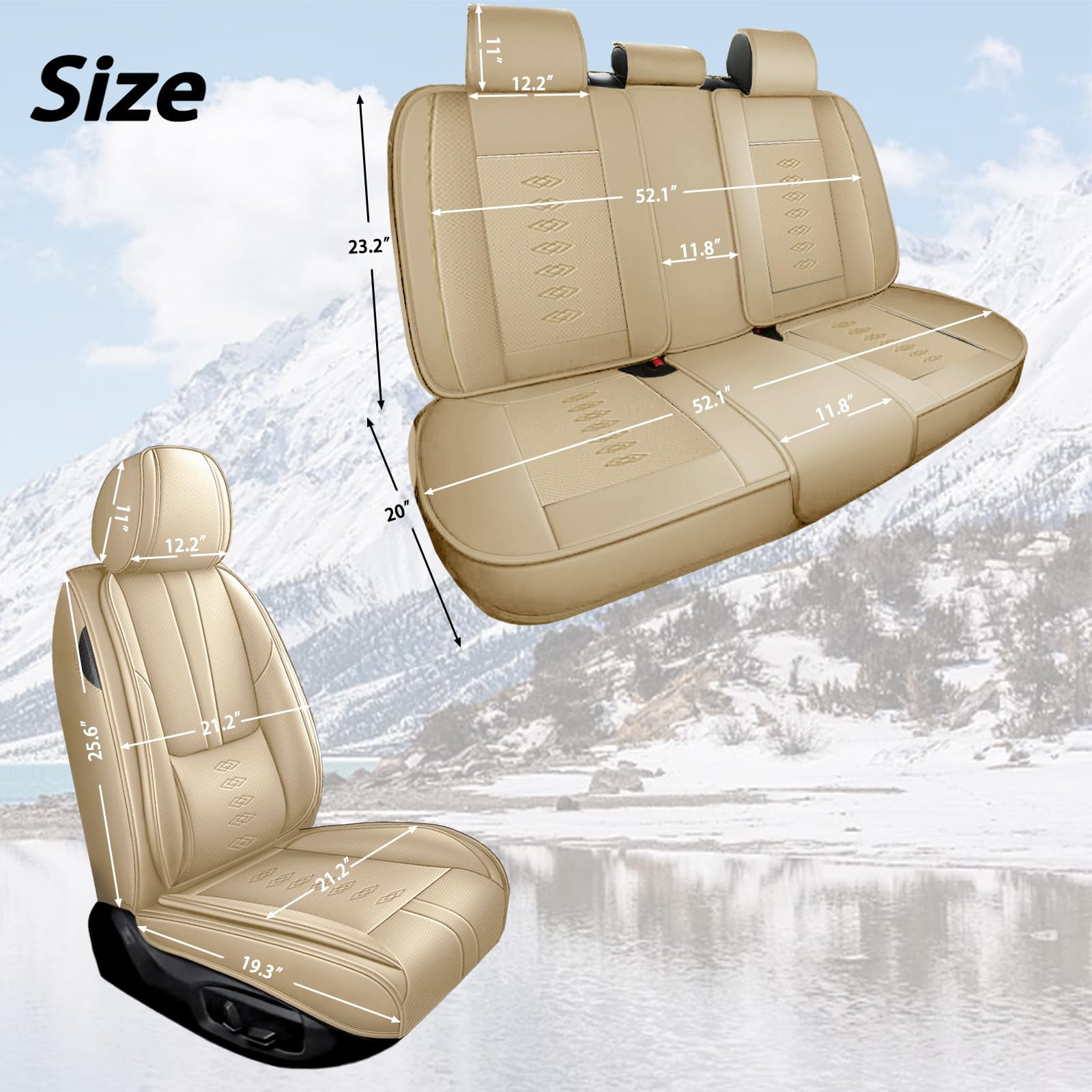 Leather Seat Covers for Hyundai Most 98% Cars SUVs,Premium Car Seat Covers Full Set,Waterproof Car Seat Protectors with Airbag,Comfort Interior Cover Seats for Cars(Beige)