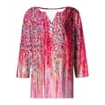 thumbnail image 4 of Fiudx Ofertas Relámpago Blusa de Manga 3/4 Corta Estampada a La Moda para Mujer, Blusa Informal con Cuello Redondo, 4 of 5